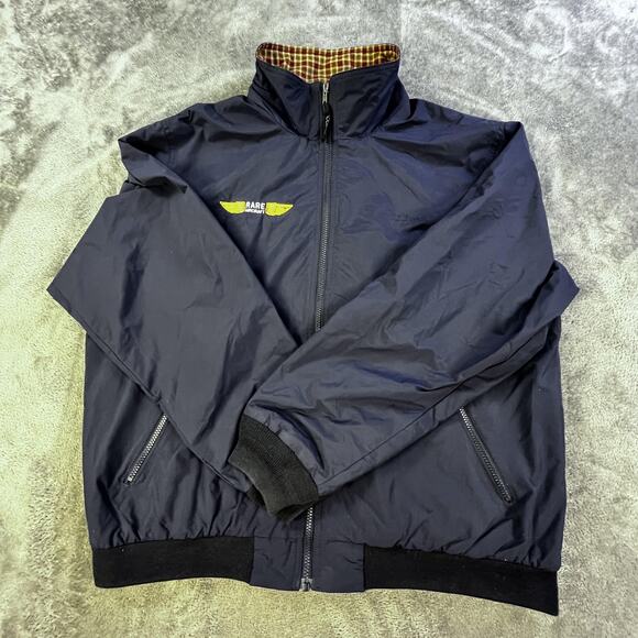 LL Bean Jacket Mens XL Navy Plaid Lined Bomber Full Zip Rare Aircraft Patch Logo - Picture 2 of 16